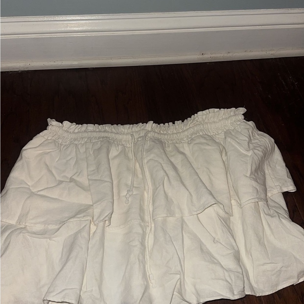 White Ruffled Mini Skirt